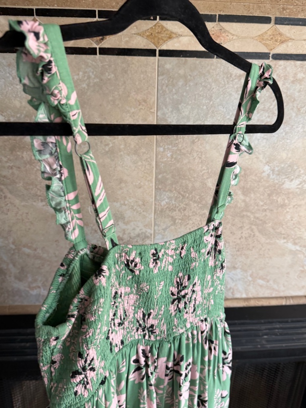 torrid Green Floral Midi Dress with Smocked Bodice and Ruffle Straps - Picture 7 of 10
